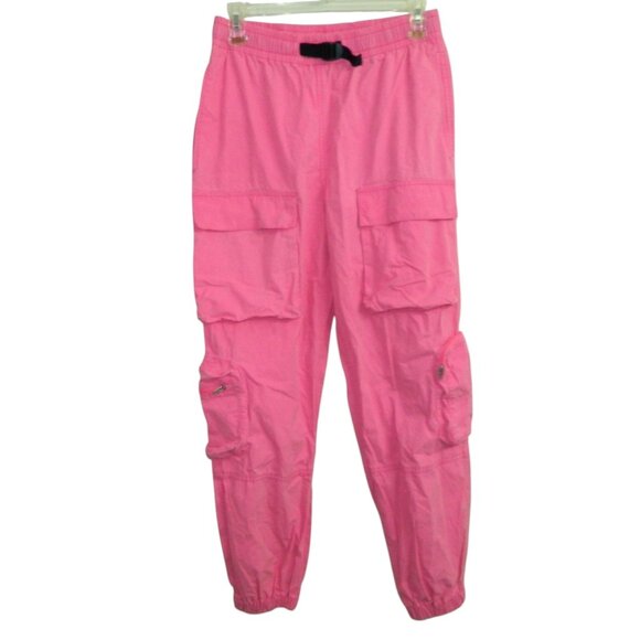TNA Aritzia Lightweight Neon Pink 100% Cotton Cargo Jogger Pant Size S - Picture 2 of 16